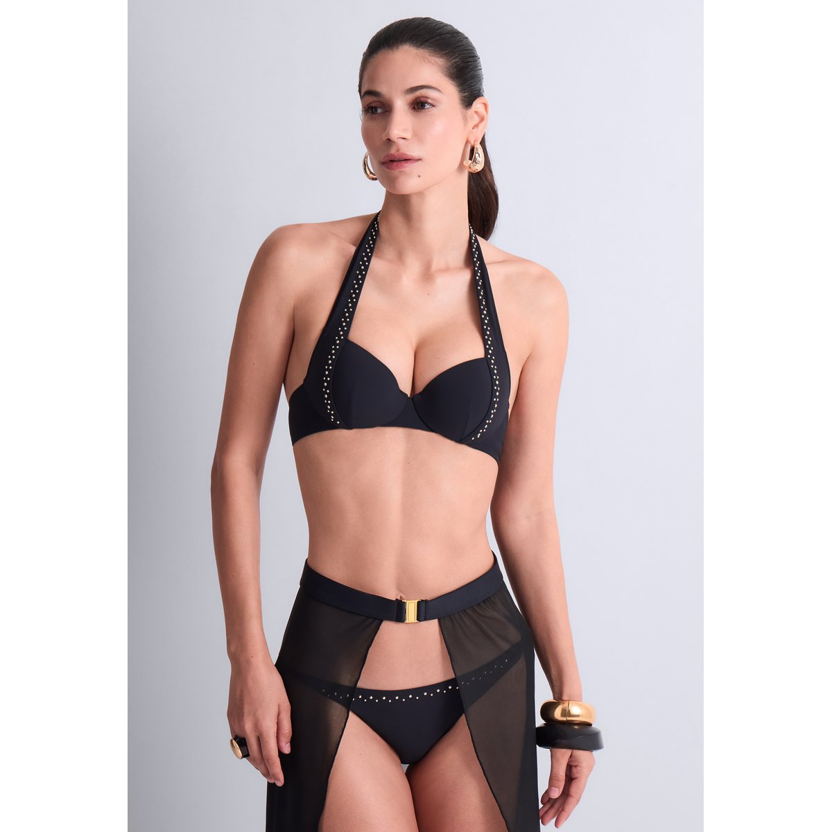 Bas de maillot de bain taille basse Summer Stars noir, AUBADE
