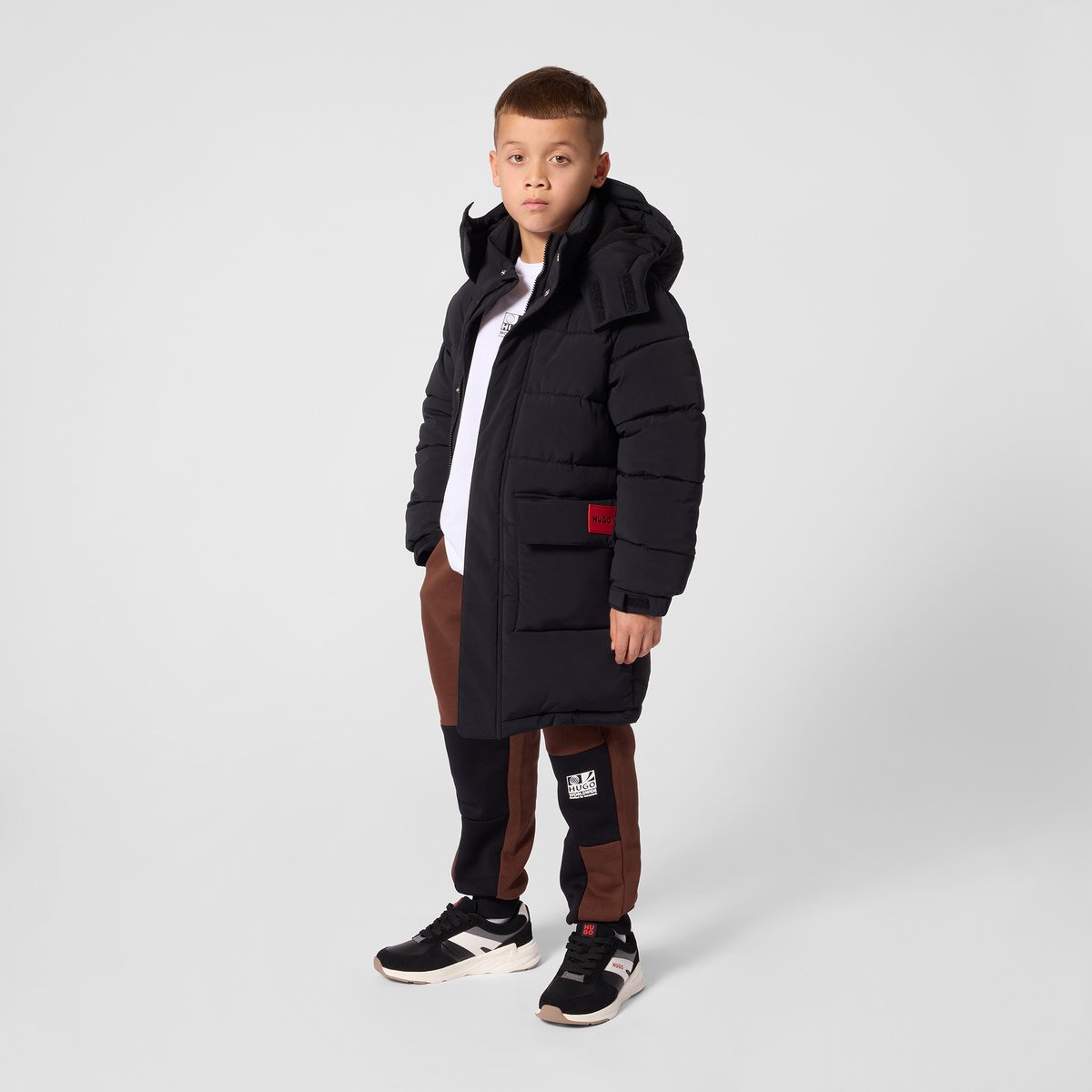 Doudoune longue black, HUGO KIDSWEAR