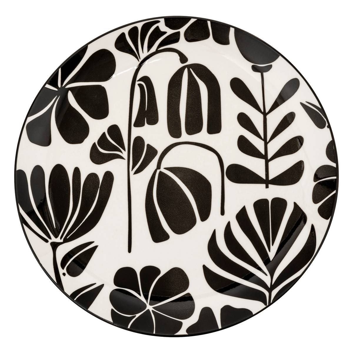 Lot de 6 assiettes plates en porcelaine TWIS noir et blanc, SECRET DE GOURMET