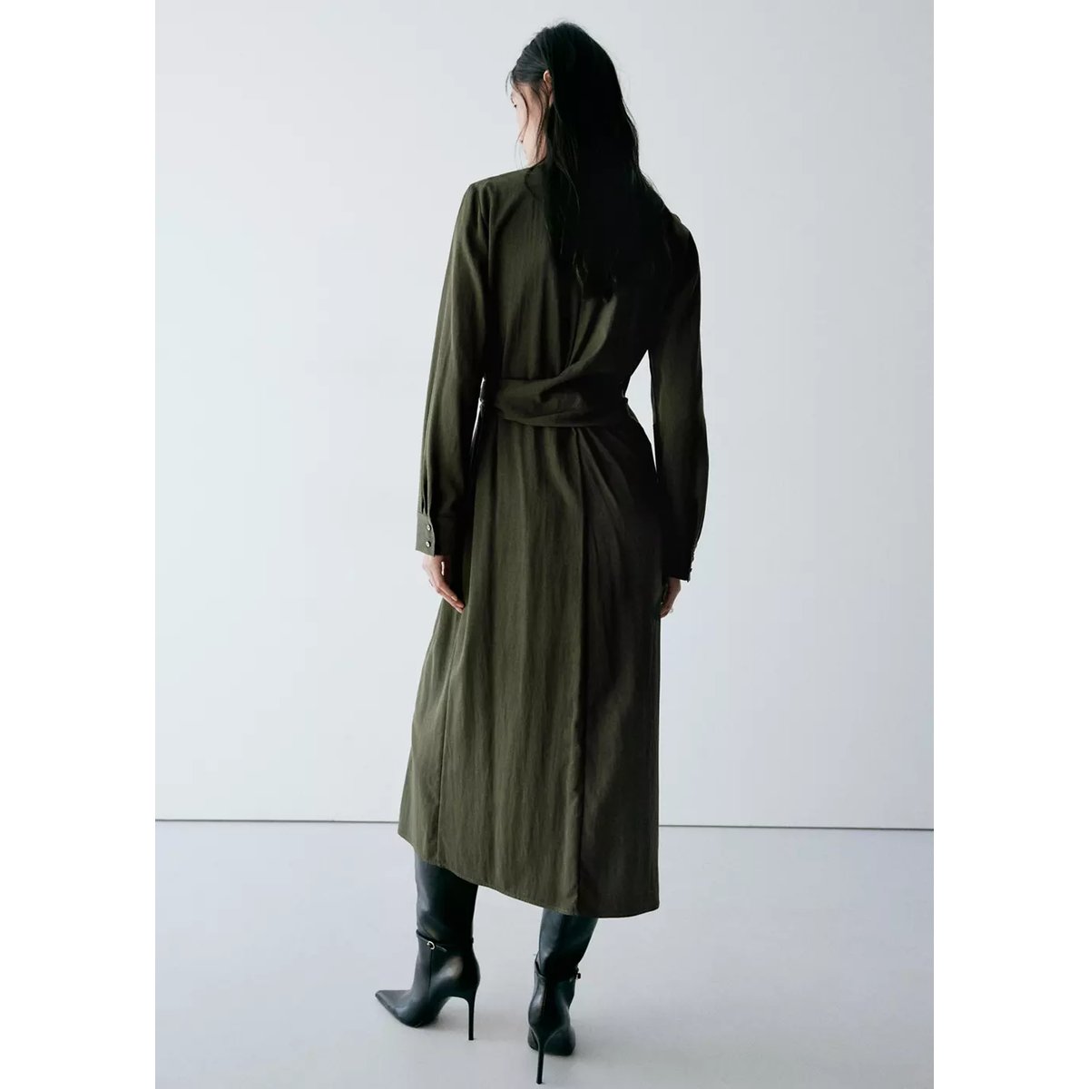 Robe chemisier nœud vert, MANGO