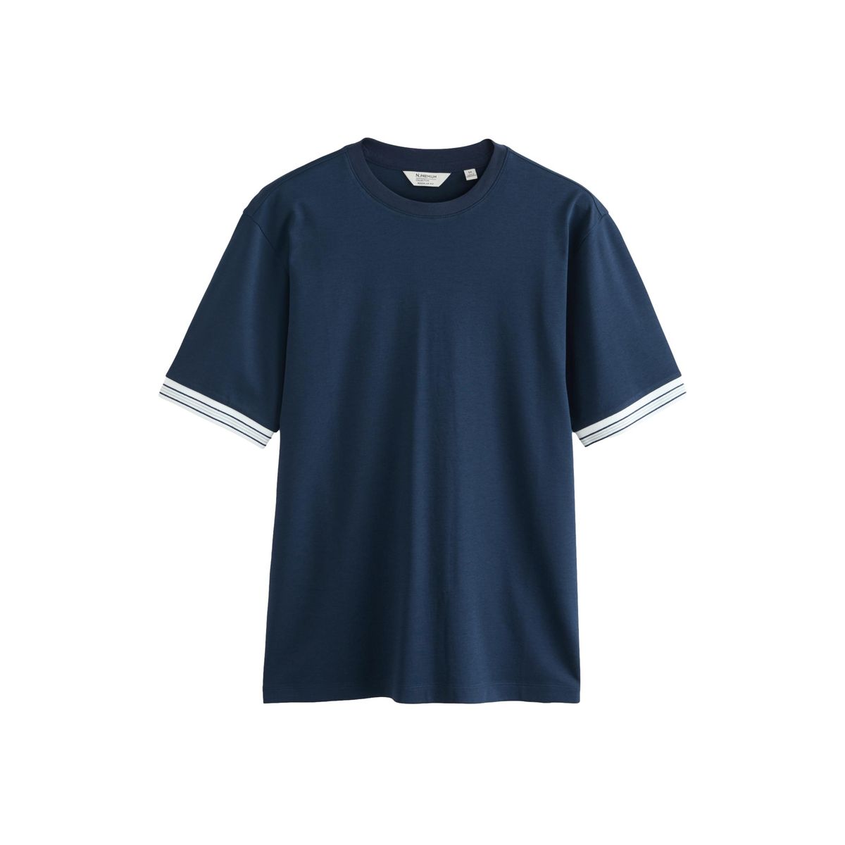 T-shirt élégant à ourlet contrasté n. premium bleu marine, NEXT