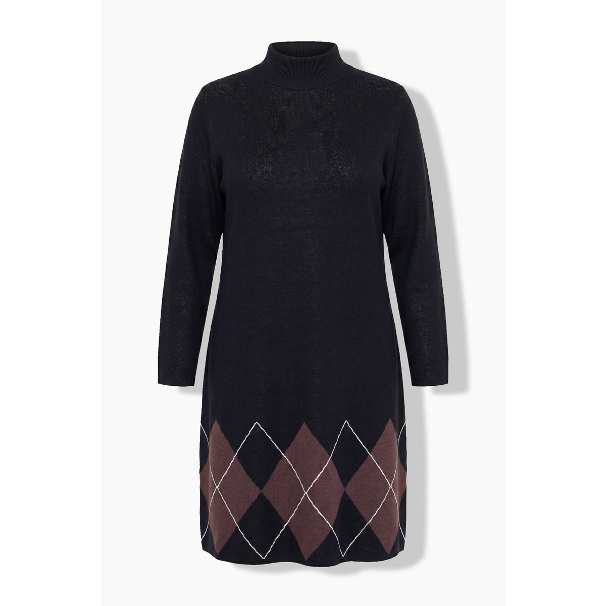 Robe en maille, Jacquard motif losanges noir, ULLA POPKEN