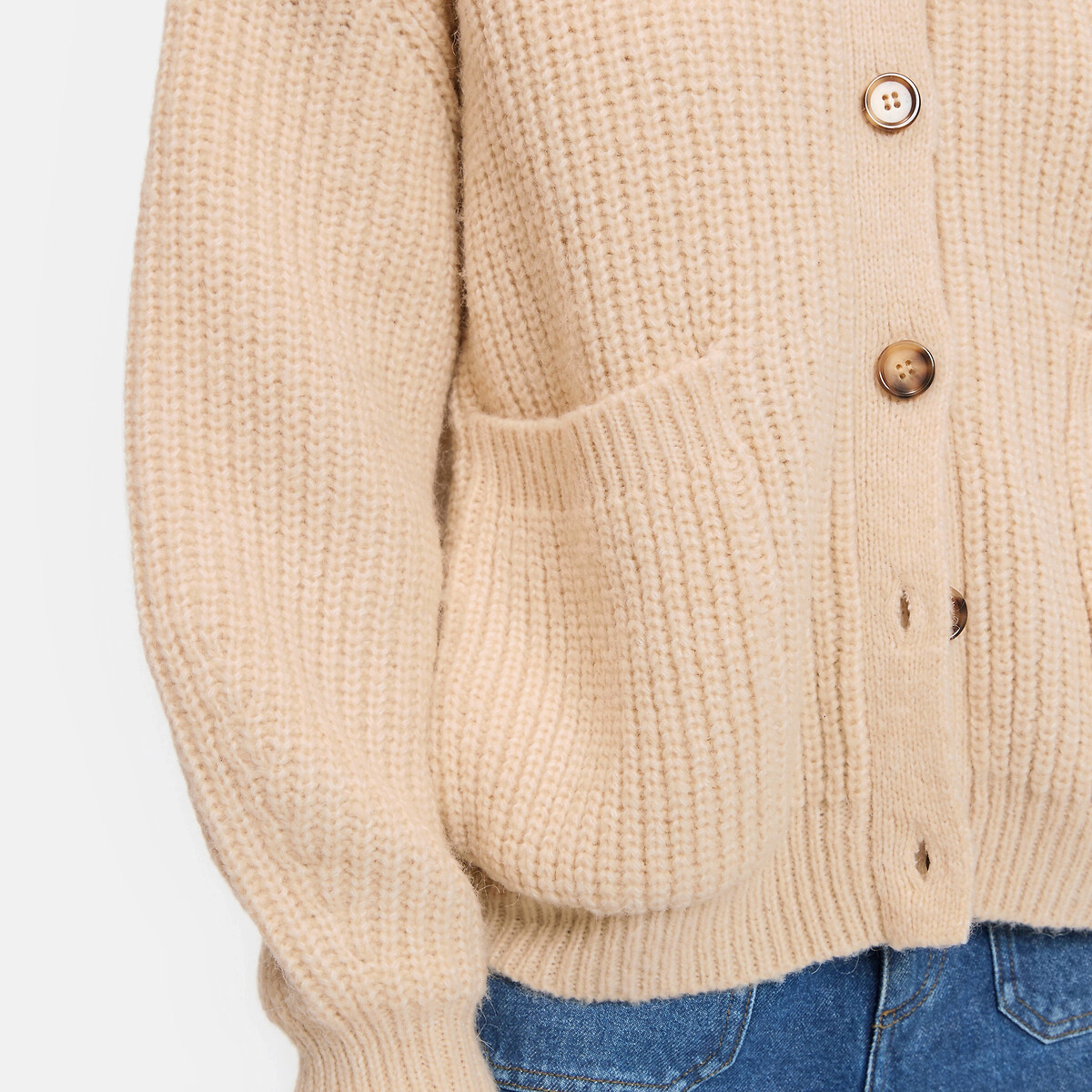 Loose-Fitting Button-Up Hooded Cardigan ecru , LA REDOUTE COLLECTIONS