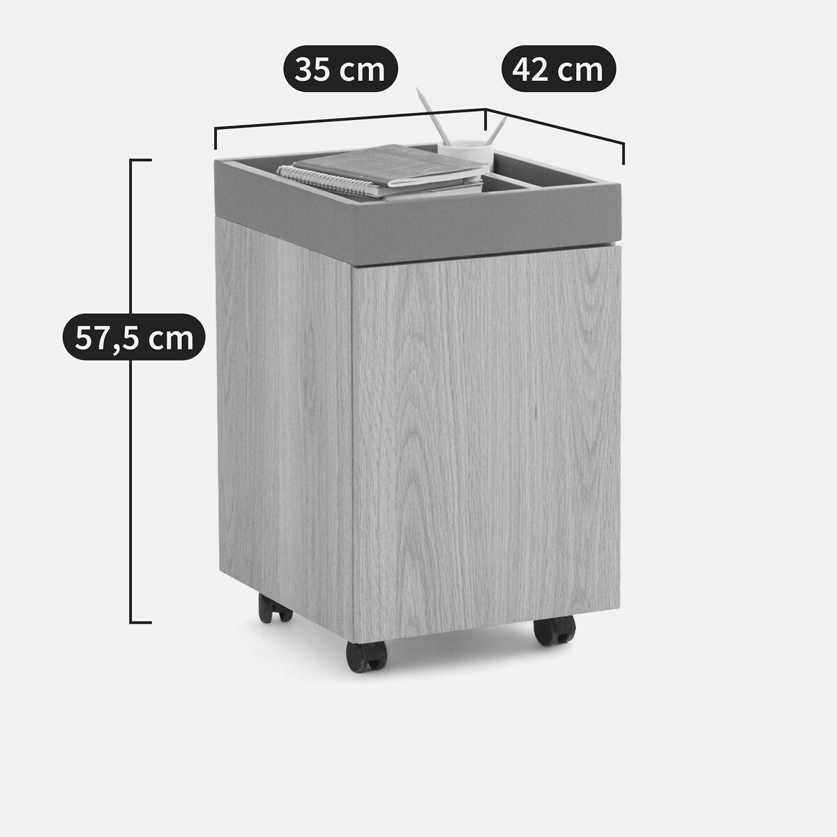 Lina Office Desk 1-Door Cupboard Unit oak, LA REDOUTE INTERIEURS