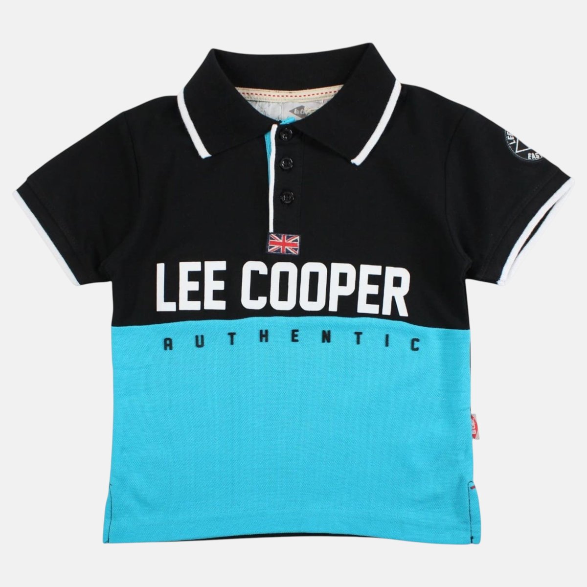 Polo manches courtes imprimé, col chemise RUGBY turquoise, LEE COOPER