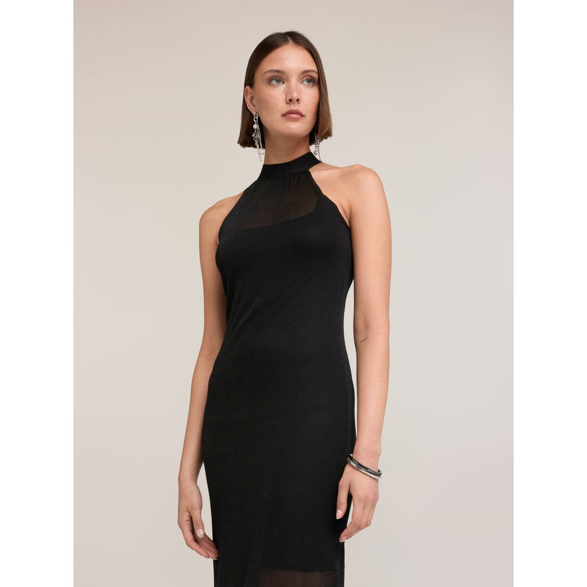 Robe fourreau avec transparences noir, MOTIVI