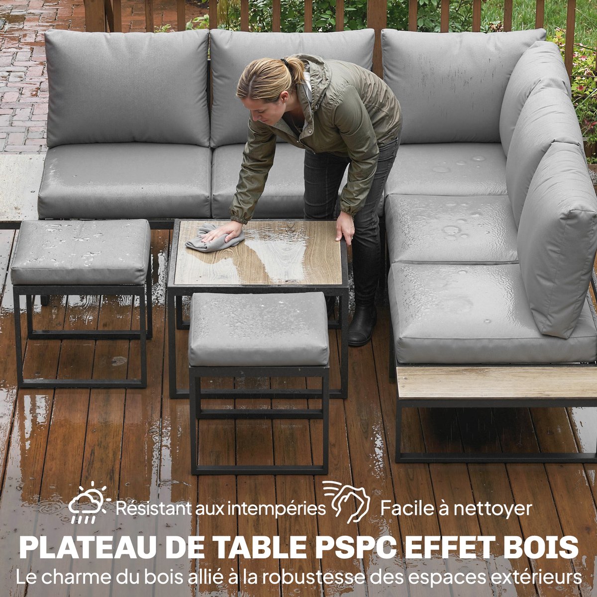 Ensemble de canapés de jardin Acier Gris gris, OUTSUNNY