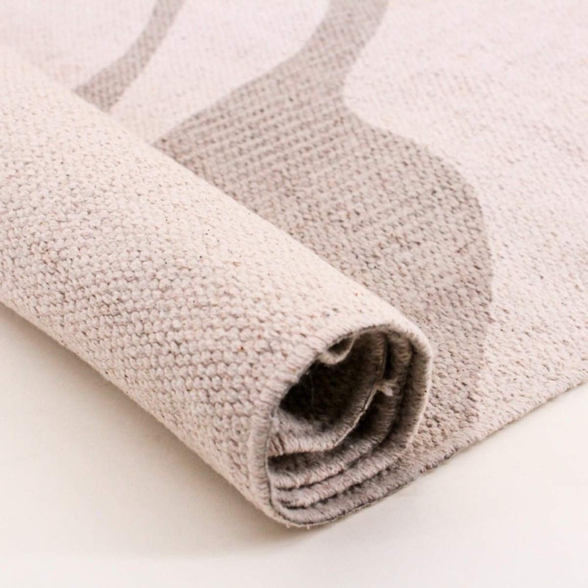 Tapis coton imprimé à franges 60x90cm beige, ORNAMI