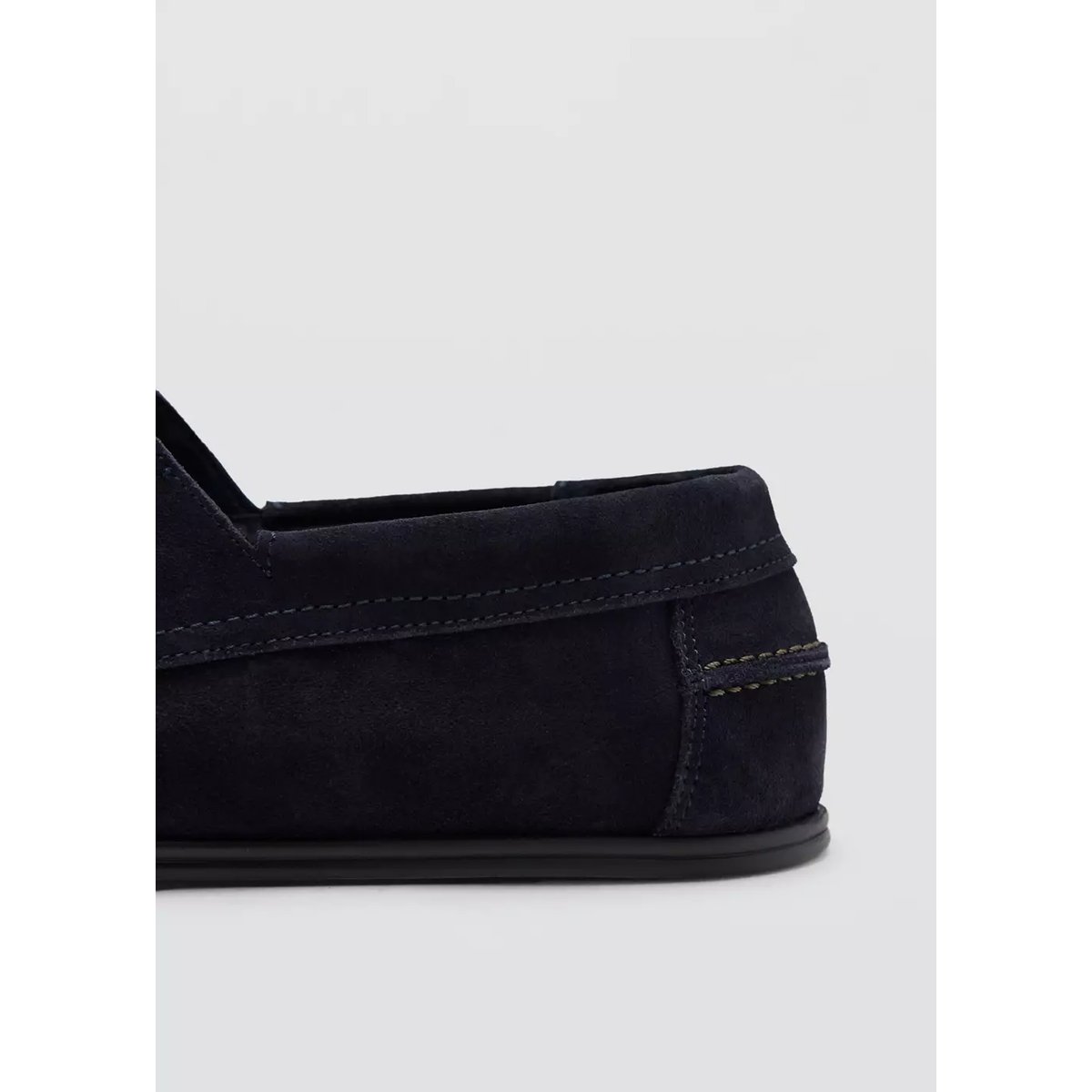 Chaussures bateau cuir bleu indigo, MANGO MAN