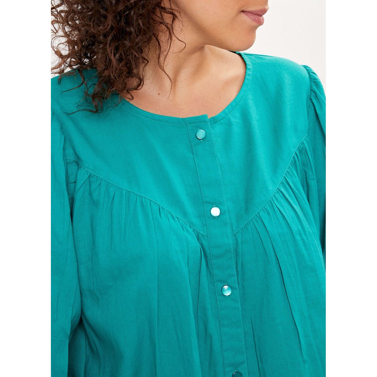 Blouse ample coton bio SVANA vert porcelaine, LA FIANCÉE