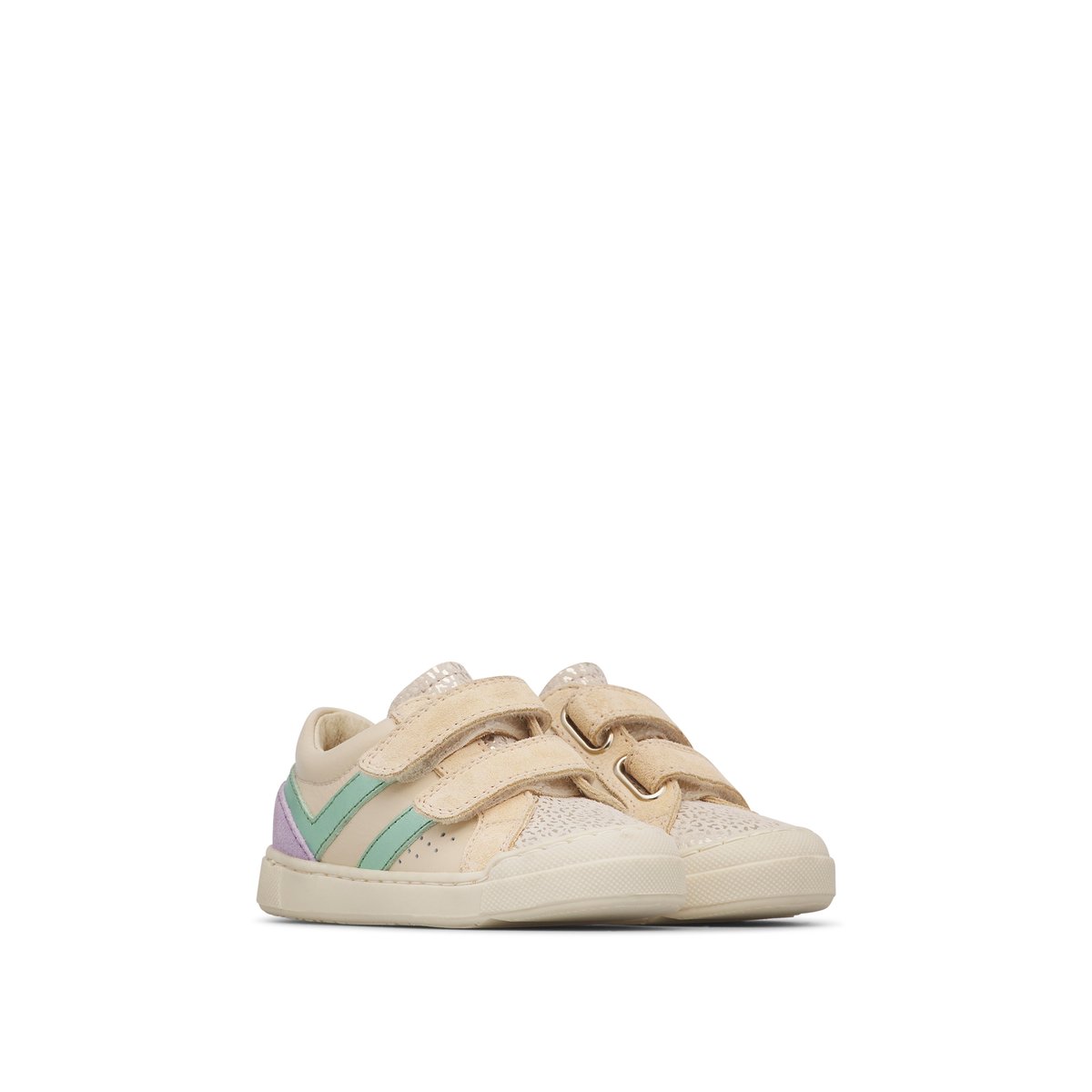 Baskets en cuir et en daim ZYLKA VL platine-blanc crème, NATURINO