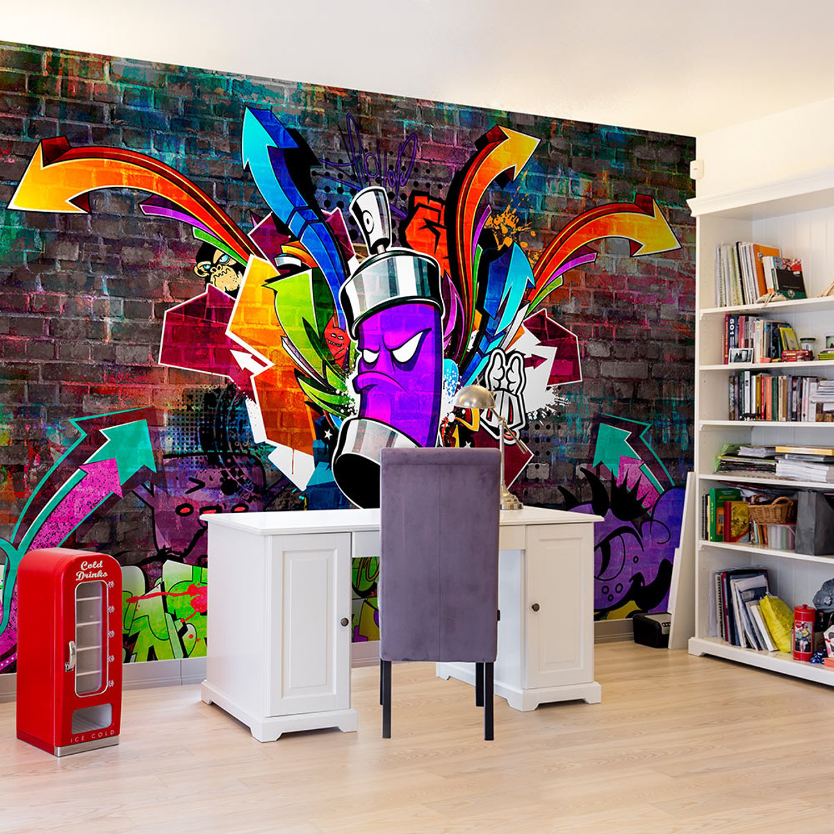 Papier peint intissé panoramique Street art Graffiti: Colourful attack multicouleur, EDEN