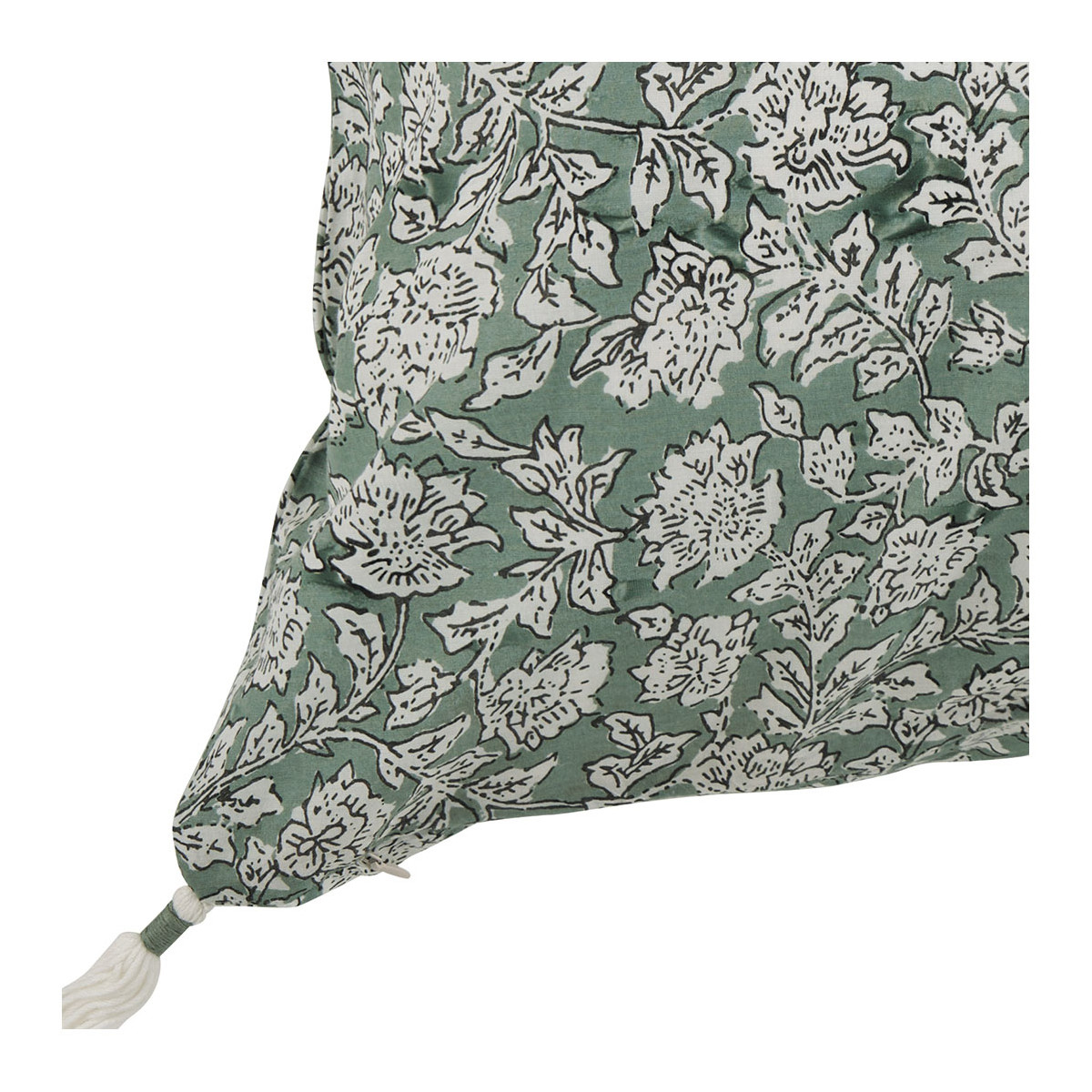 Housse de coussin en coton céladon, BLANC D’IVOIRE