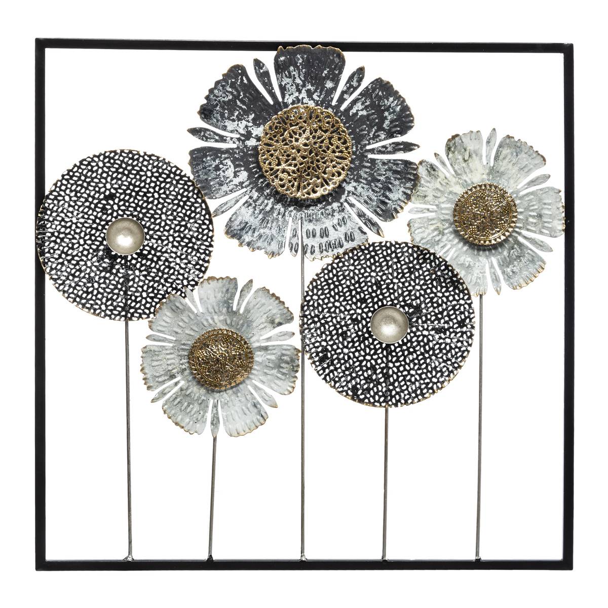 Décoration murale fleurs en métal ajouré FIORE multicolore, ATMOSPHERA