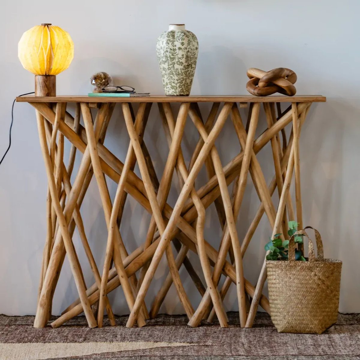 Console en branches de teck ENORA naturel, HYDILE