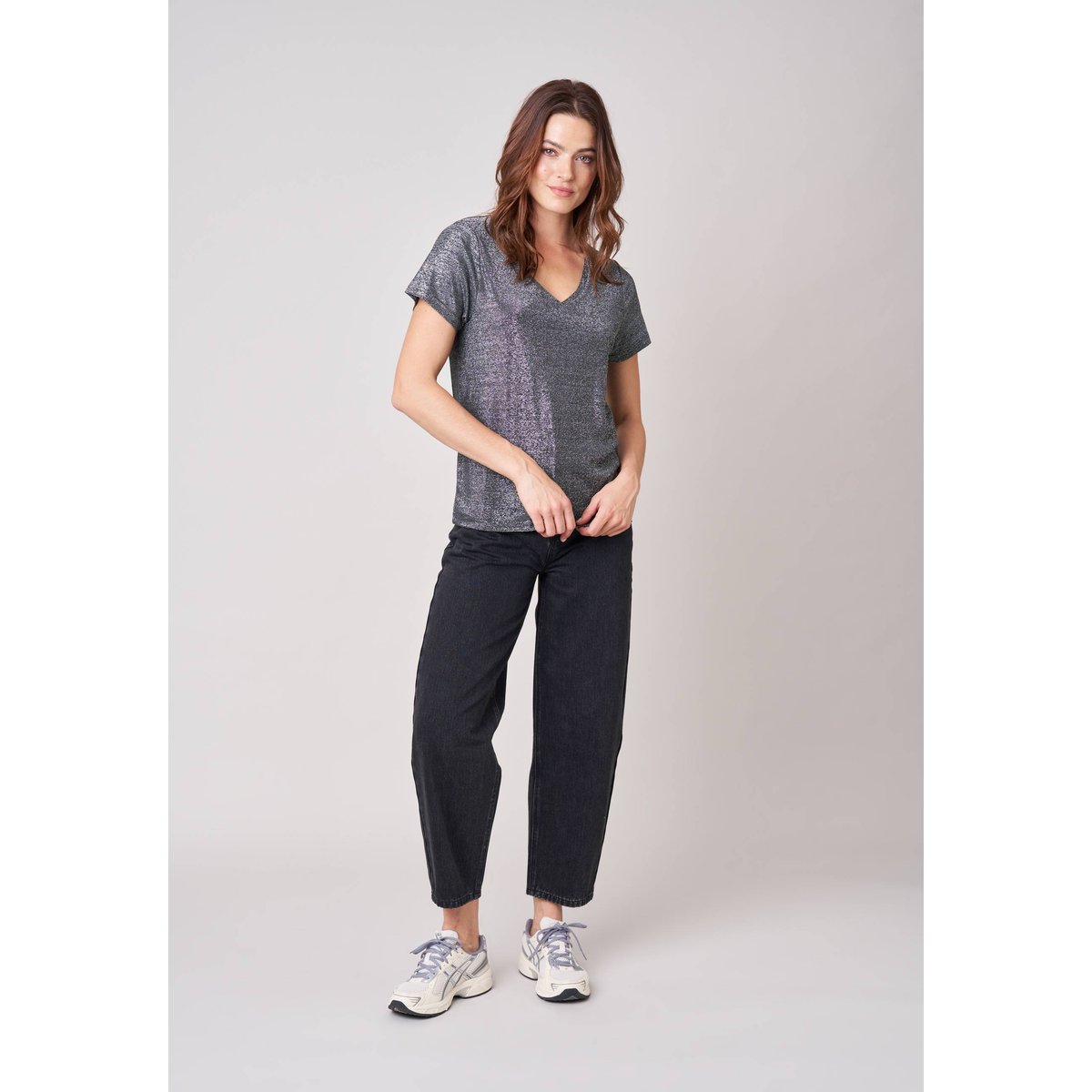 T-shirt femme en fil textile GLORY silver, DEELUXE