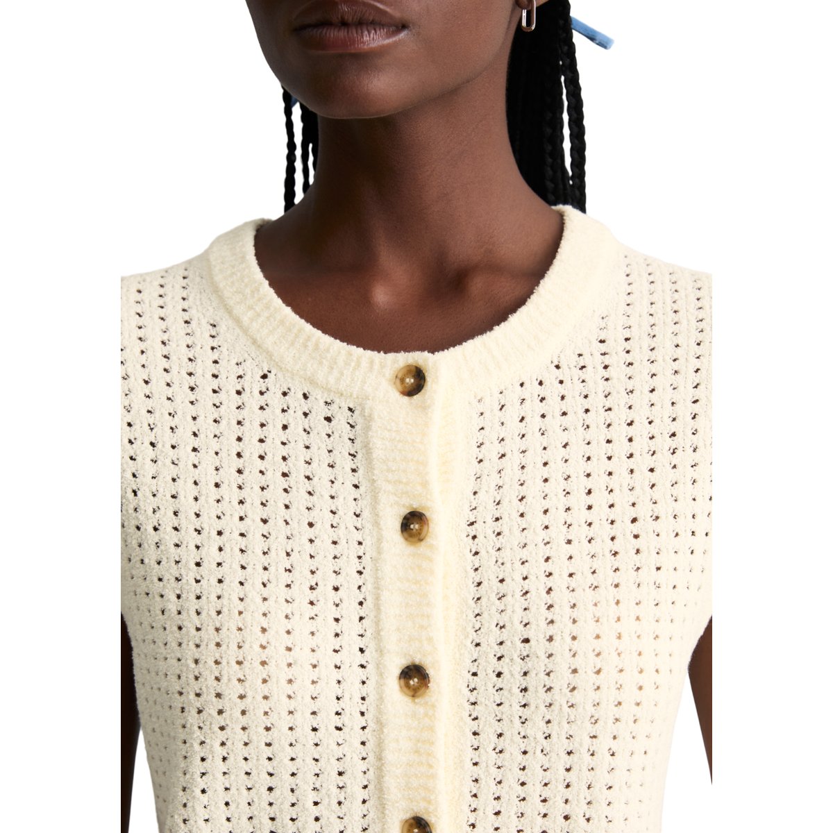 Cardigan sans manches slim en doux mélange de coton organique nature, MARC O’POLO DENIM