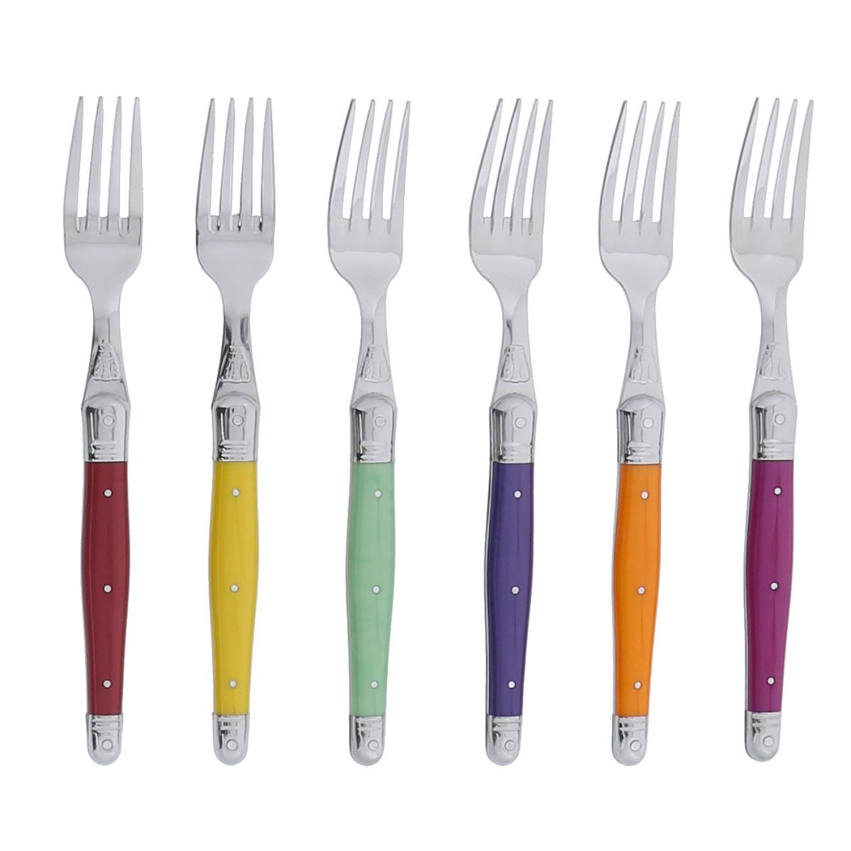 Coffret 6 fourchettes laguiole irise assorties multicolore, JEAN DUBOST
