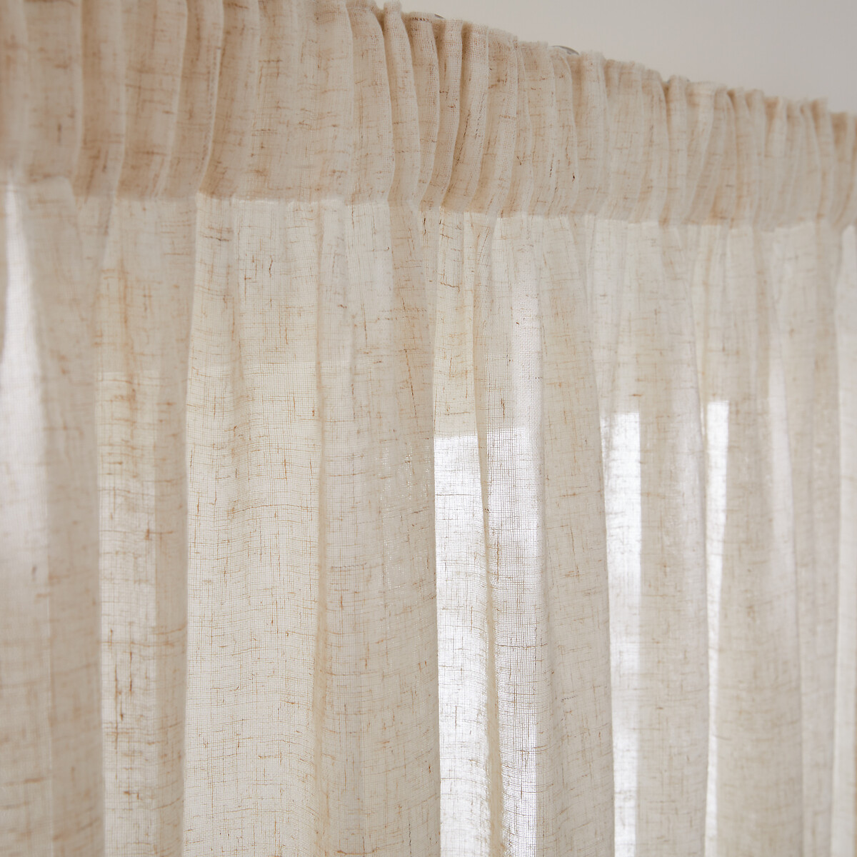 Cortinado em poliéster e em linho, com galão franido e efeito onda perfeita, ARON natural, LA REDOUTE INTERIEURS