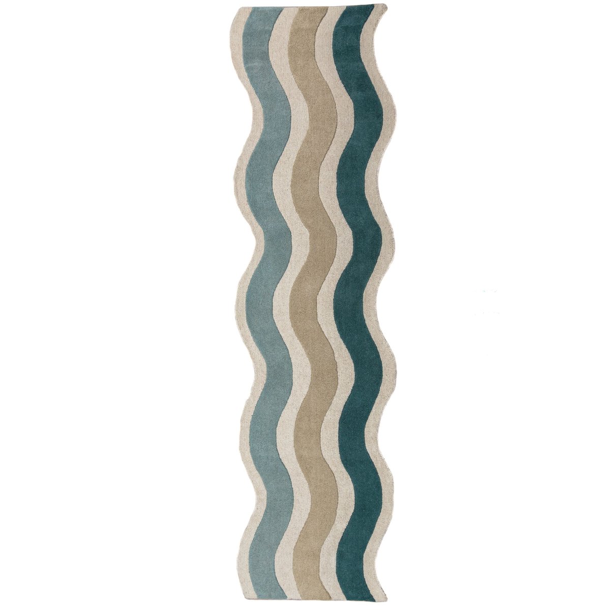 Tapis de couloir en laine festonné CASCADE bleu, FLAIR RUGS
