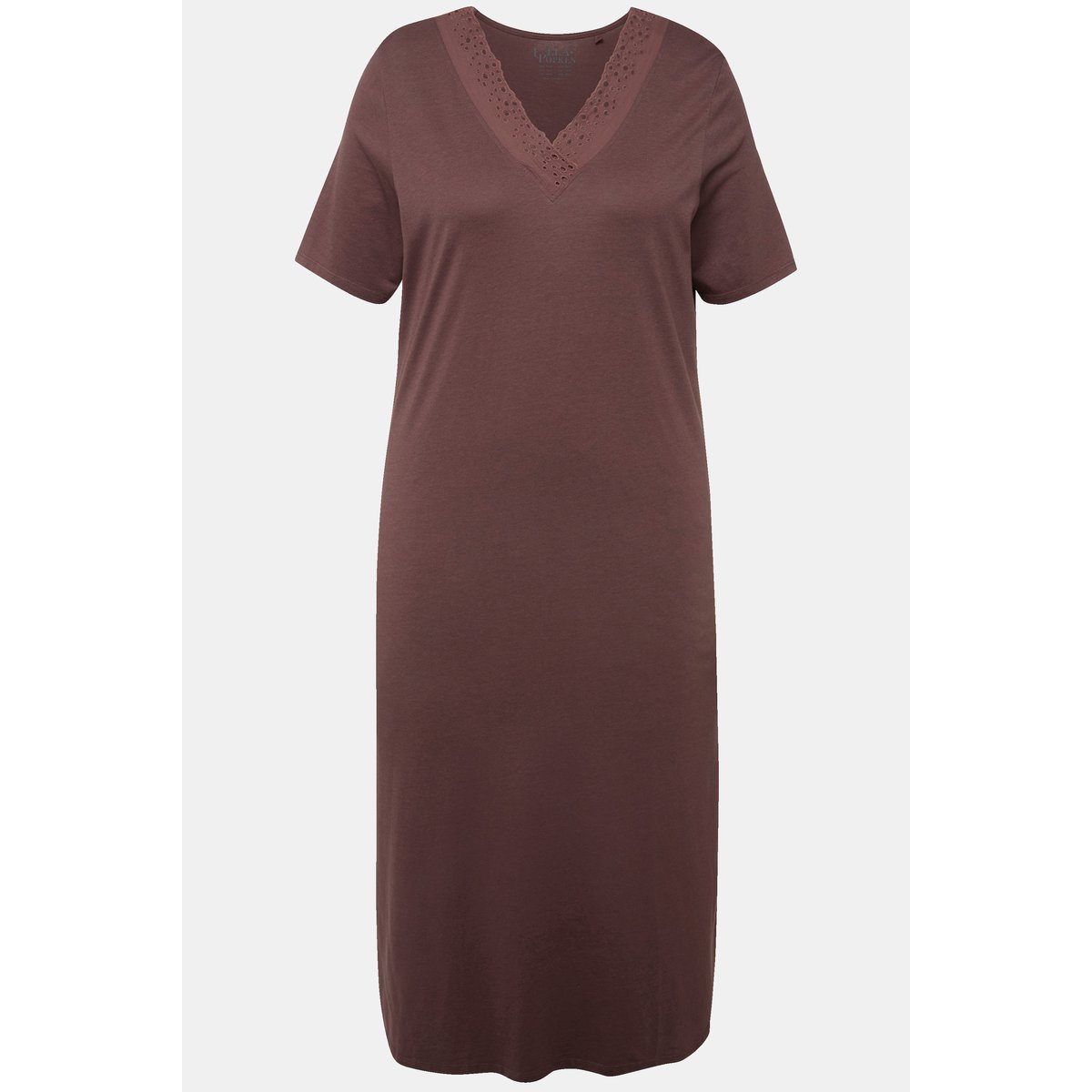 Chemise de nuit V, broderie, modal terre, ULLA POPKEN