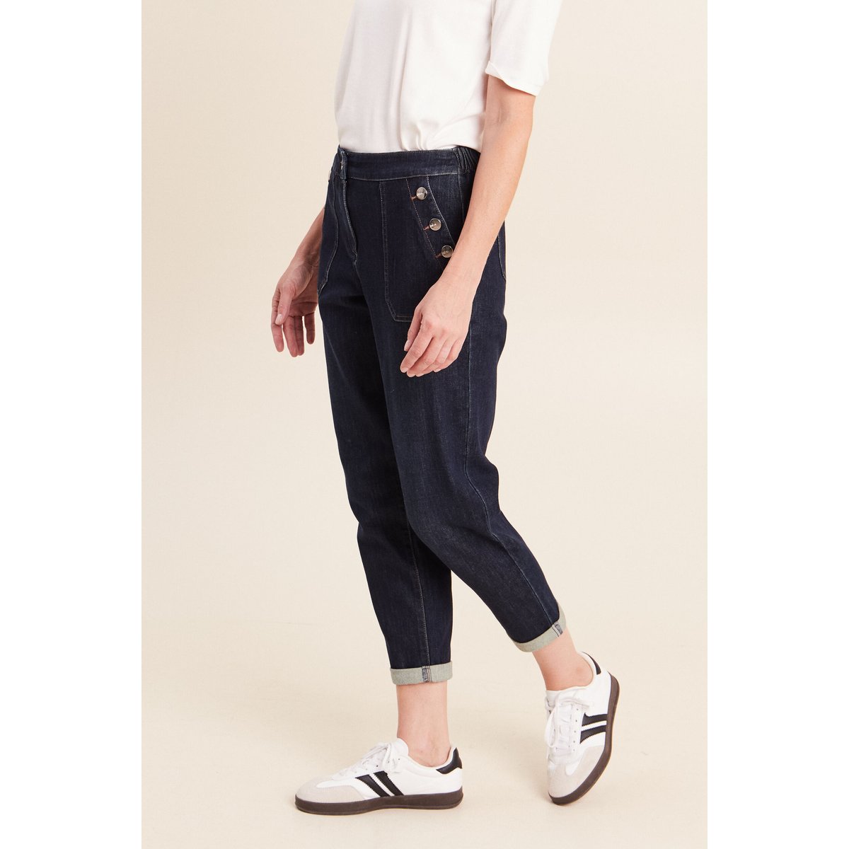 Pantalon mom 7/8ème en coton denim brut, BREAL
