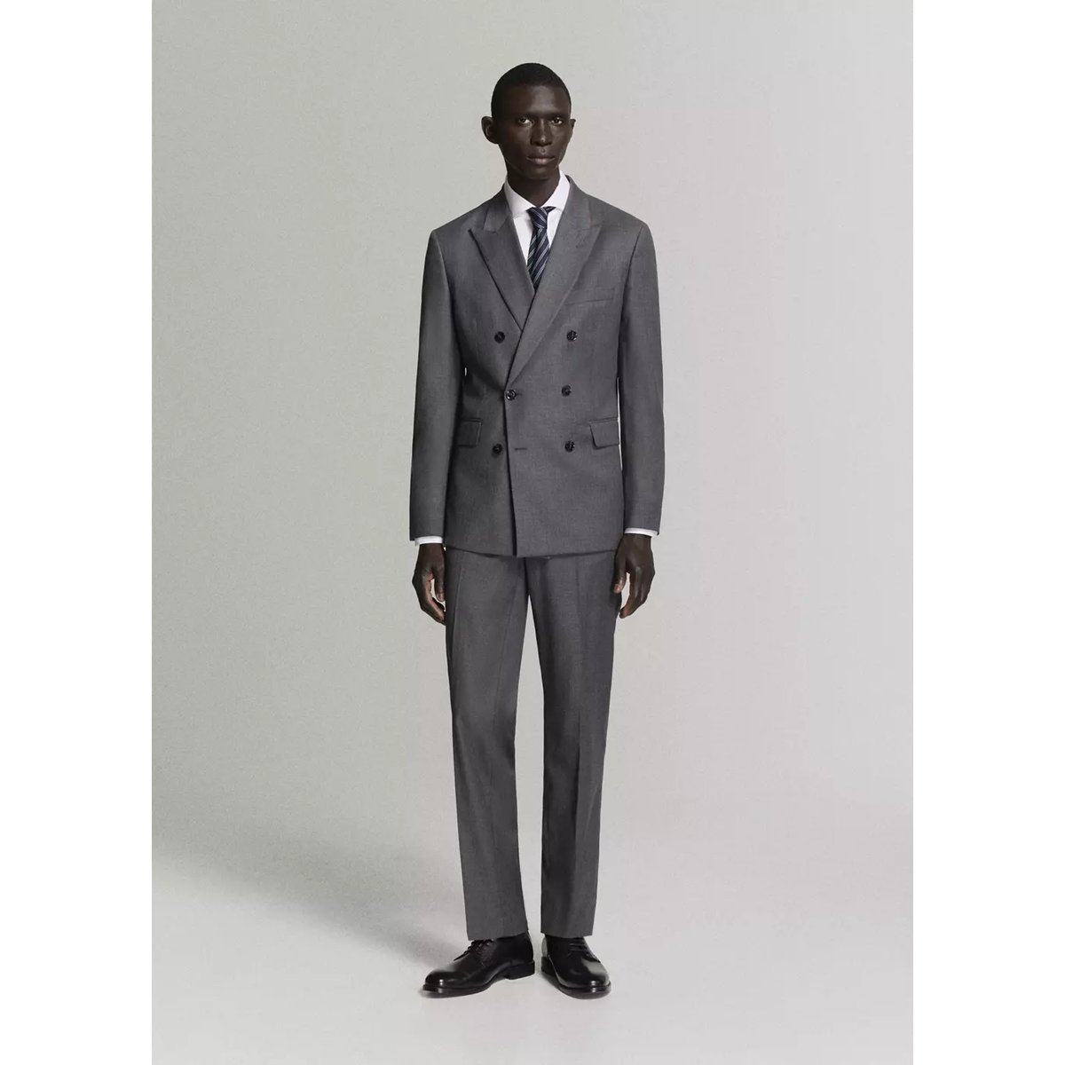 Veste de costume Monaco croisée slim-fit gris chiné moyen, MANGO MAN