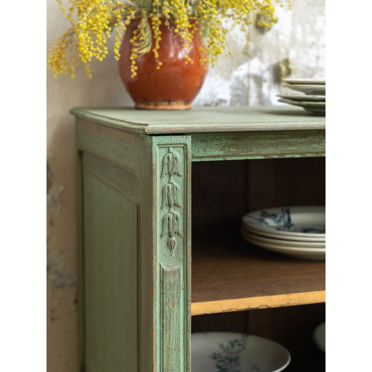 Armoire en bois Blandine N°441 - Bon état vert, DEBONGOUT