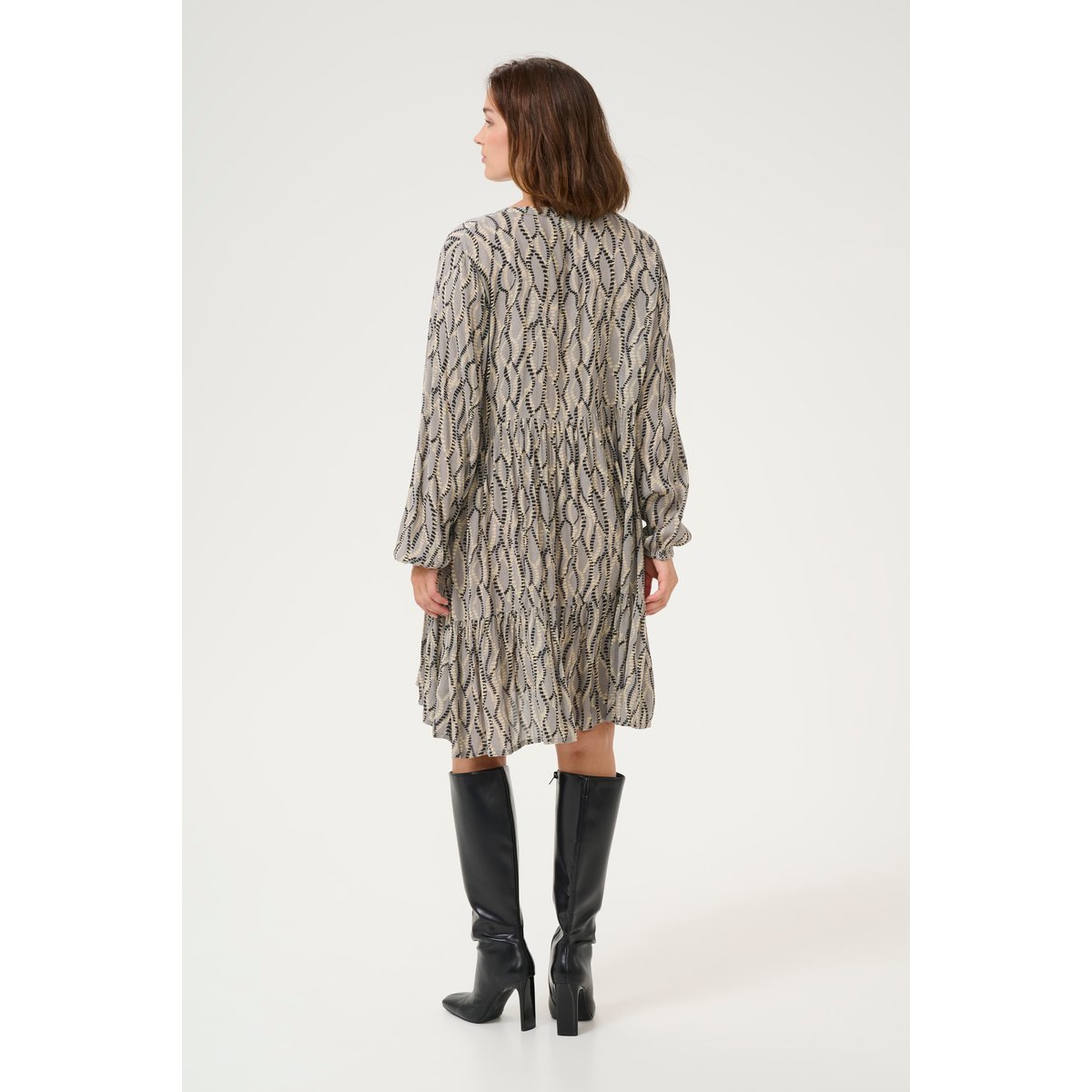 Robe gris grey black simili, KAFFE