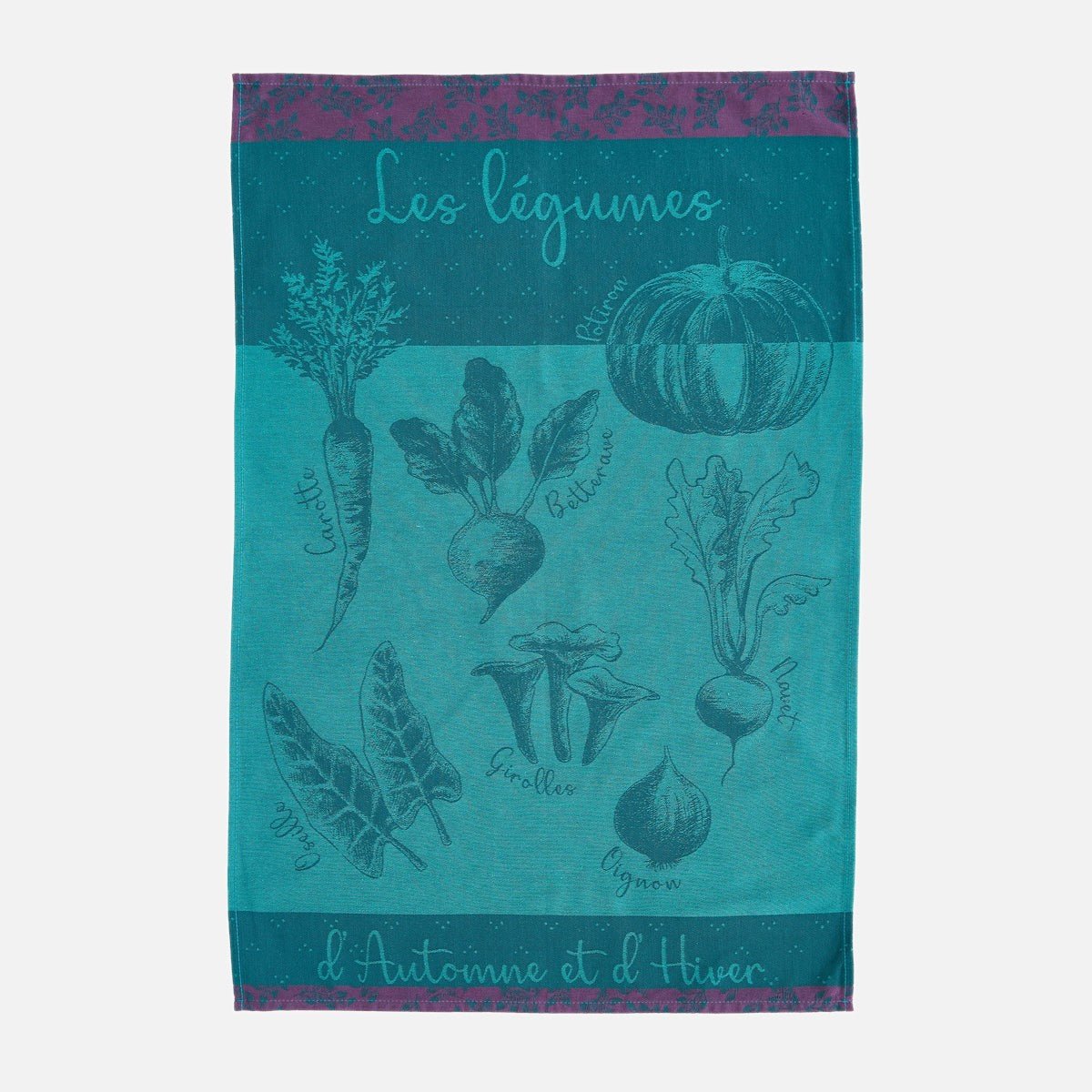 Torchon jacquard en coton POTAGER D'HIVER bleu, COUCKE