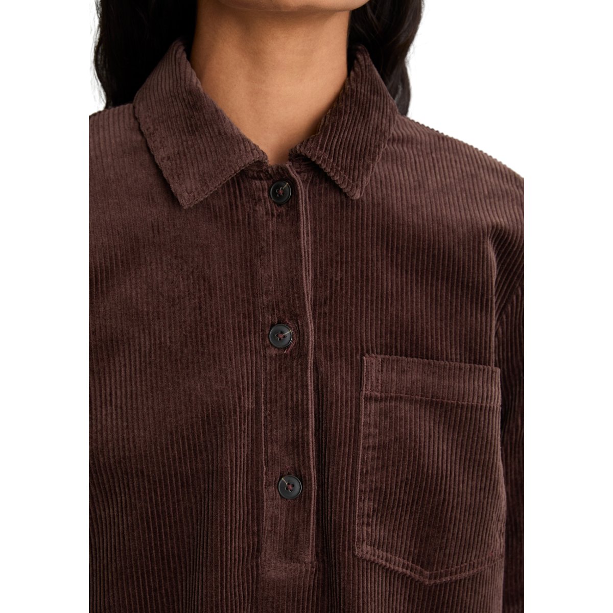 Robe en velours côtelé, coupe trapèze en coton stretch marron, MARC O’POLO DENIM