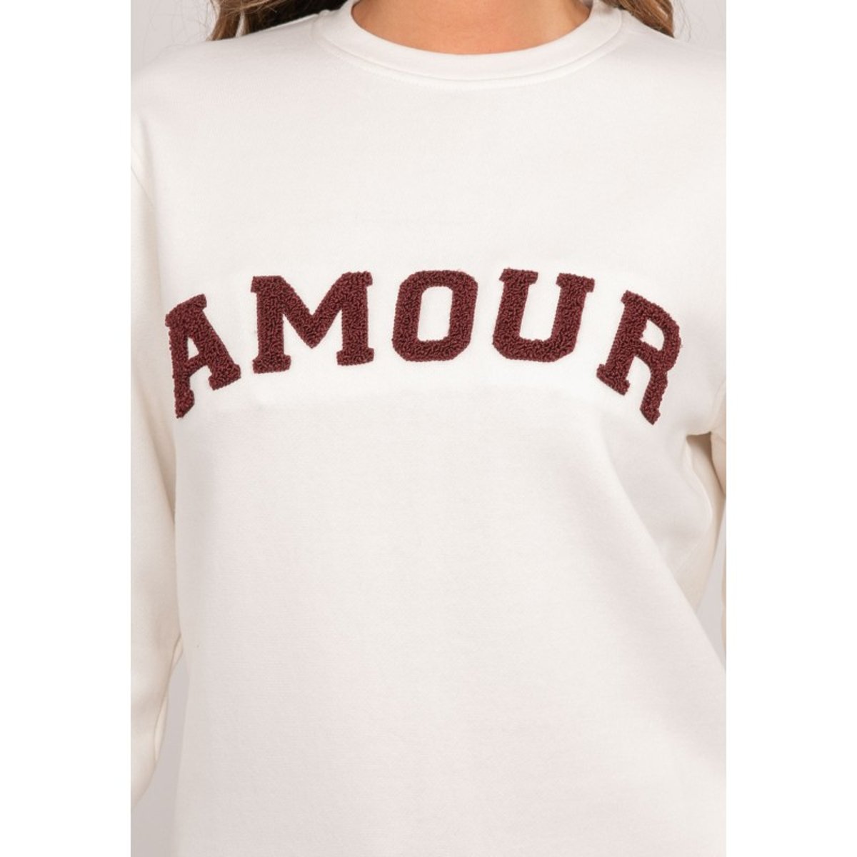 Sweat à Message Brodé "amour" Yelena ecru, DONA LISA