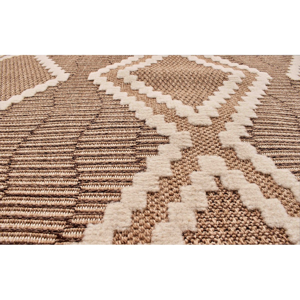 Tapis intérieur extérieur à motif scandinave TULUM marron, NAZAR RUGS