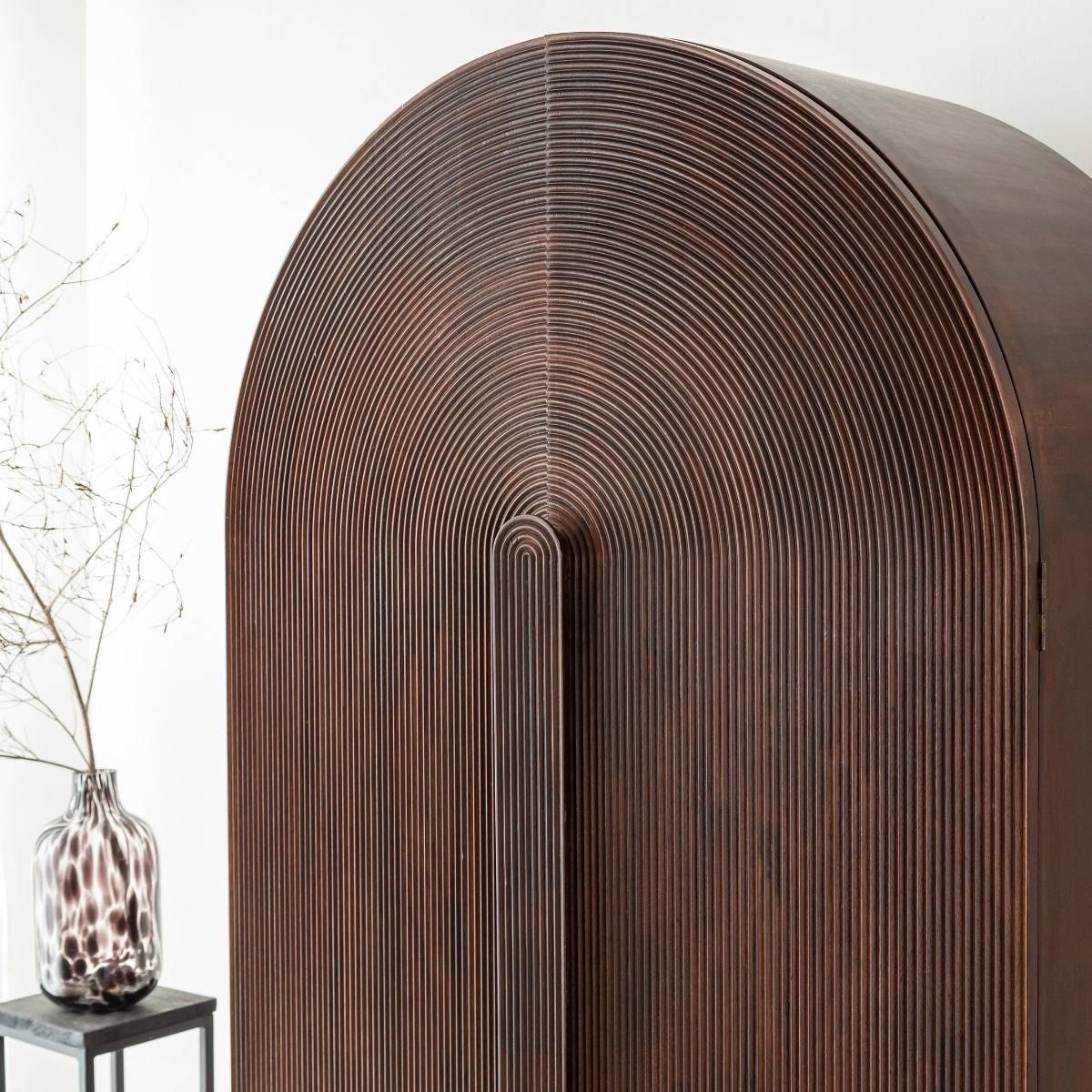 Armoire en bois de manguier ovale JULIO bois foncé, MADE IN MEUBLES