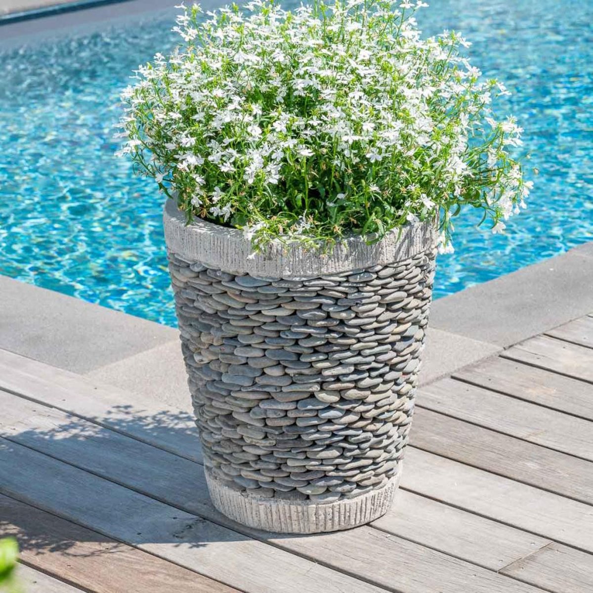 Pot bac jardinière galet conique rond gris, WANDA COLLECTION