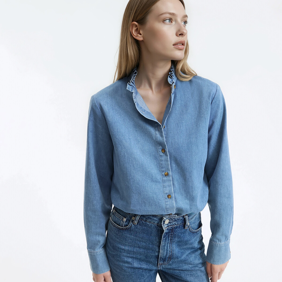Chemise col victorien, manches longues double stone, LA REDOUTE COLLECTIONS
