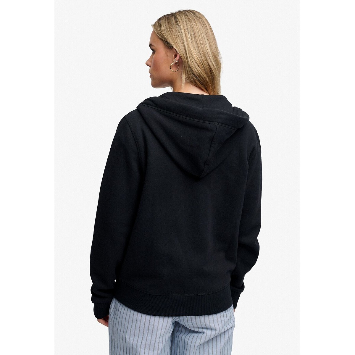 Kapuzen-Sweatjacke mit Reissverschluss und gesticktem Signature-Logo marine, SUPERDRY