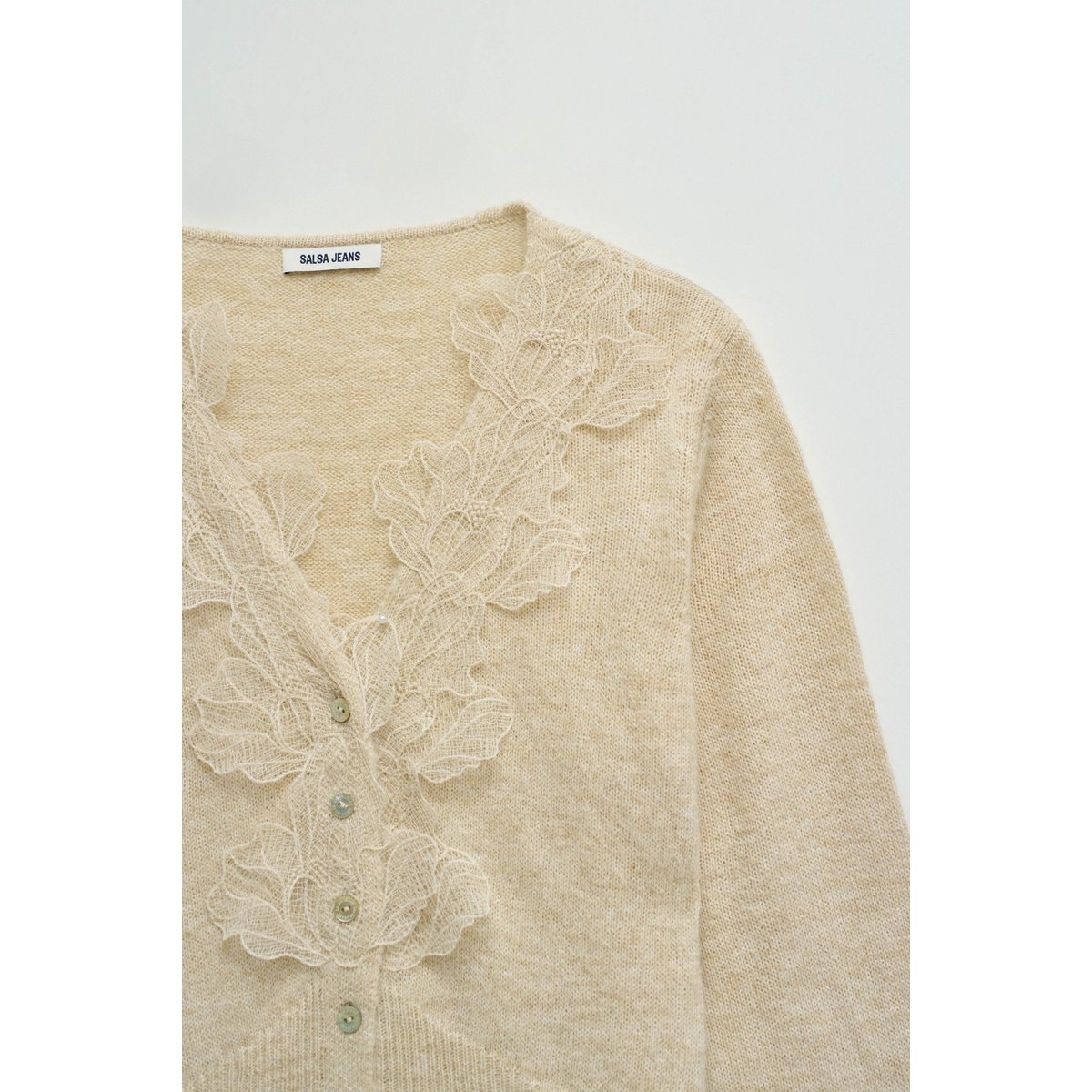 CARDIGAN AVEC DE LA DENTELLE beige, SALSA JEANS