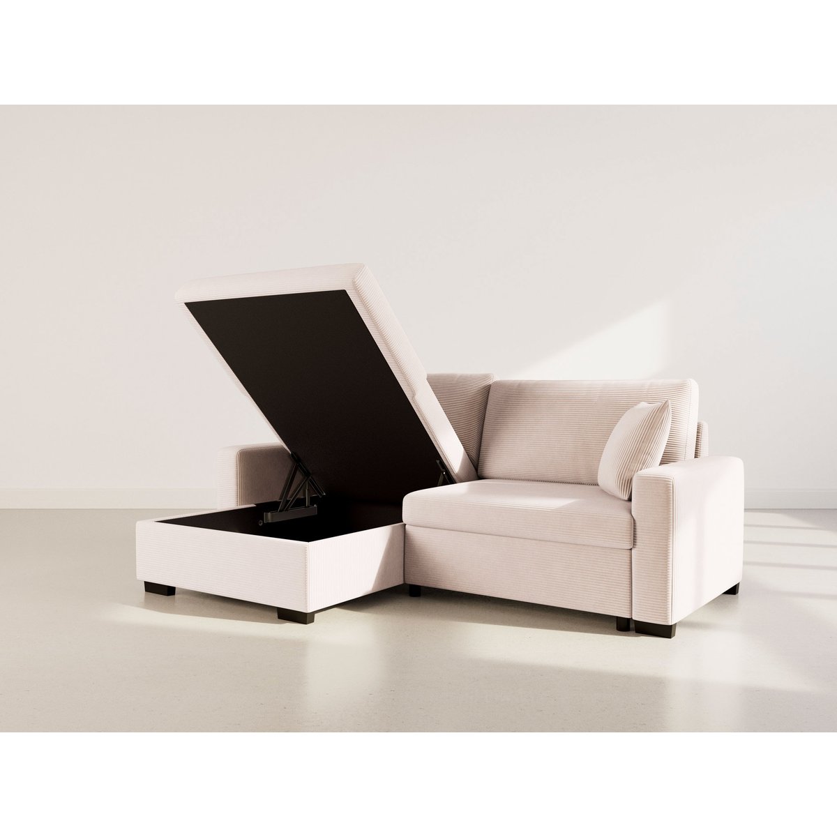 Canapé d'angle convertible velours côtelé, GISELE beige, BEST MOBILIER