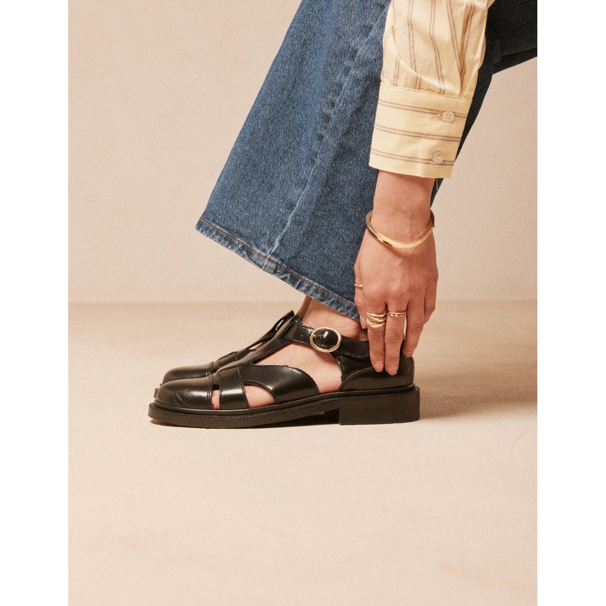 Derbies TEMI cuir box noir, ODAJE