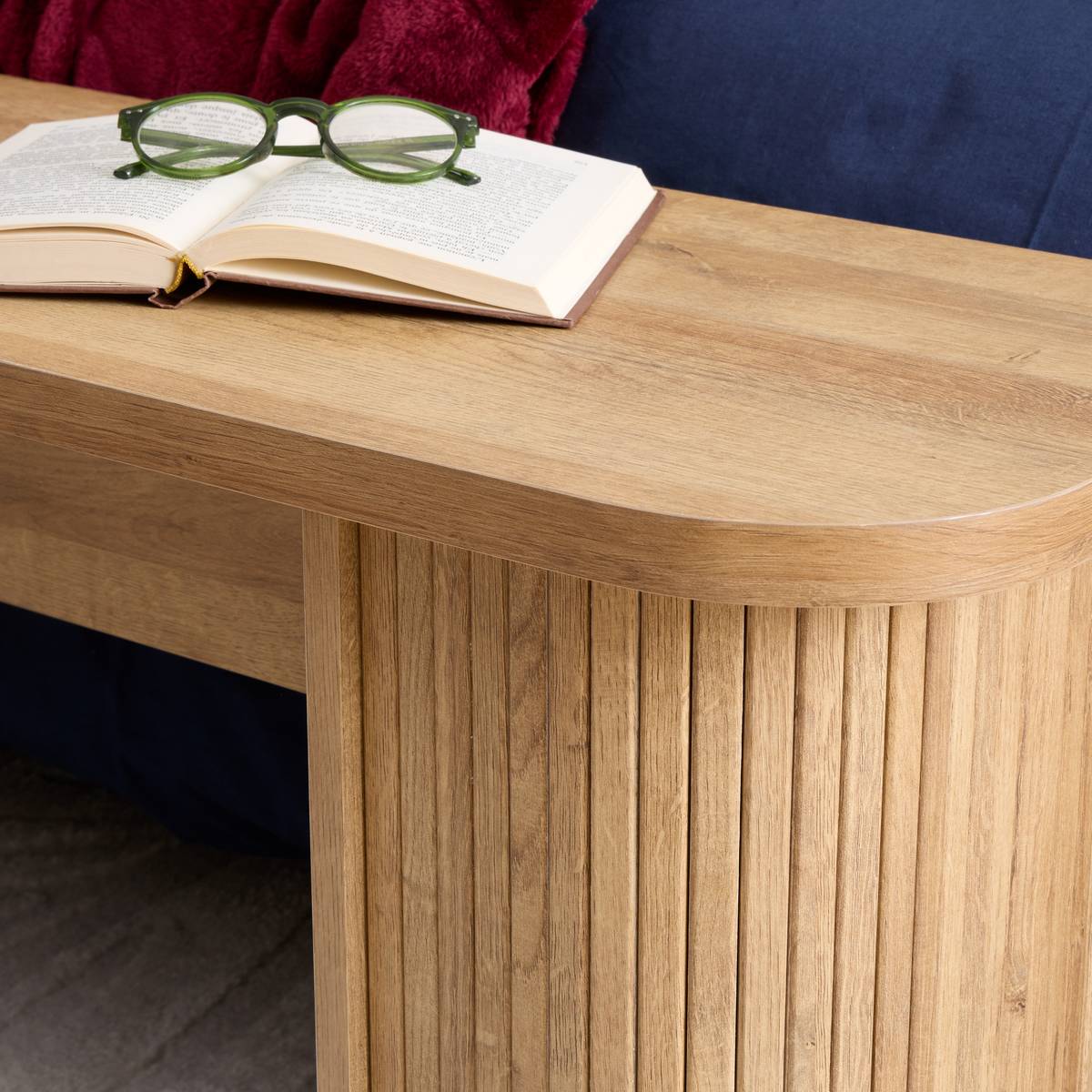 Banc en bois imitation chêne COLVA beige, ATMOSPHERA