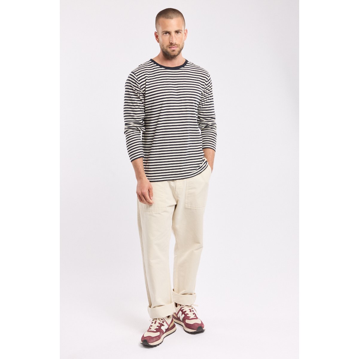 Marinière Héritage en coton et lin HERITAGE rich navy/nature, ARMOR-LUX