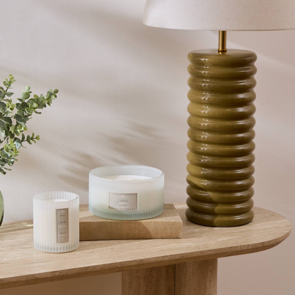 Bougie parfumée 3 mèches pot en verre ALBIE blanc, ATMOSPHERA