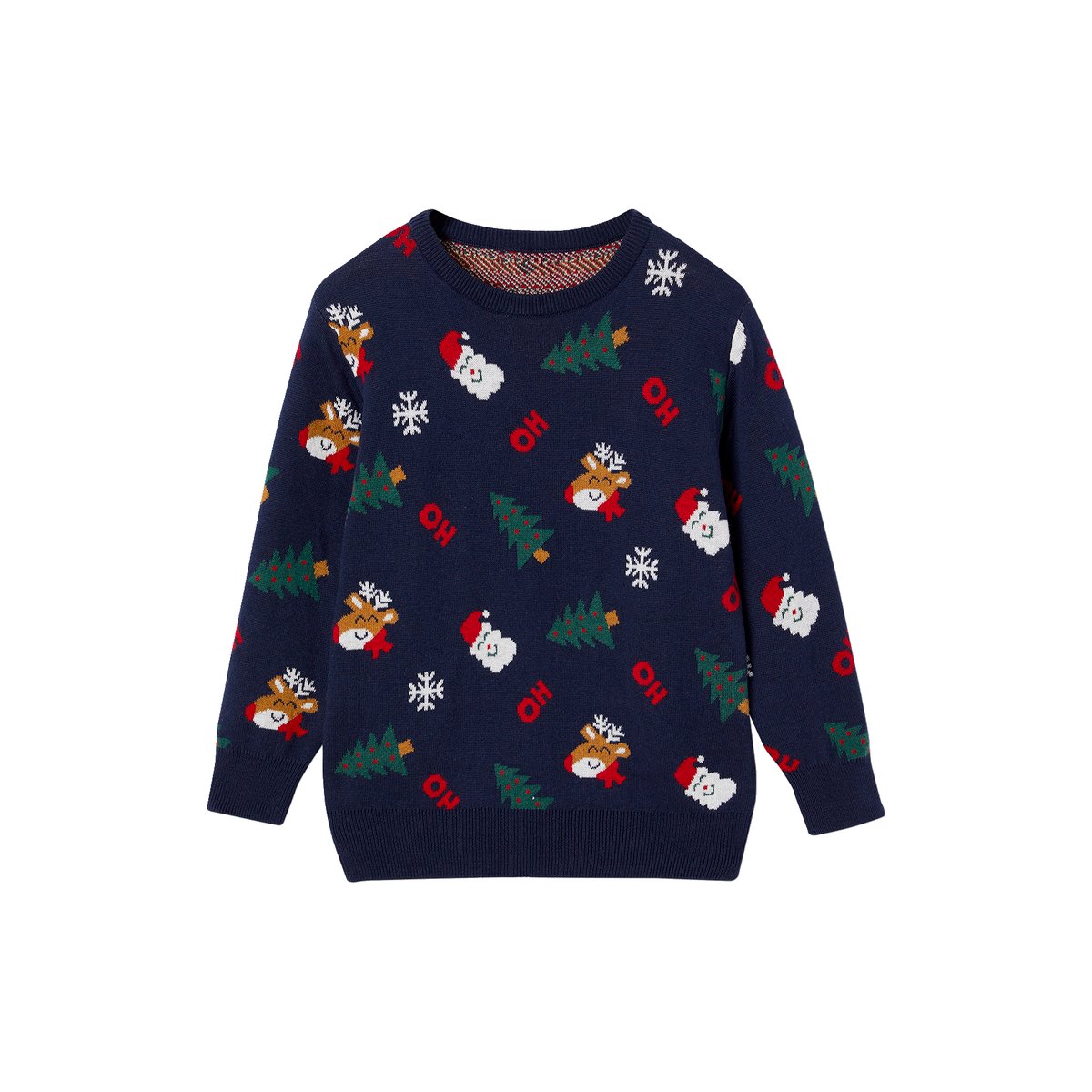 Pull Noël jacquard motifs ludiques marine, VERTBAUDET