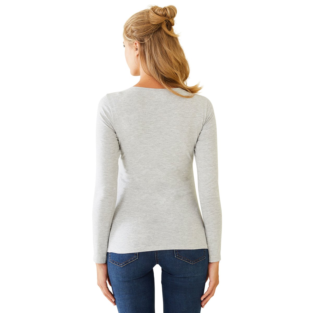 Lot de 2 T-shirts manches longues grossesse lot marine/gris, VERTBAUDET