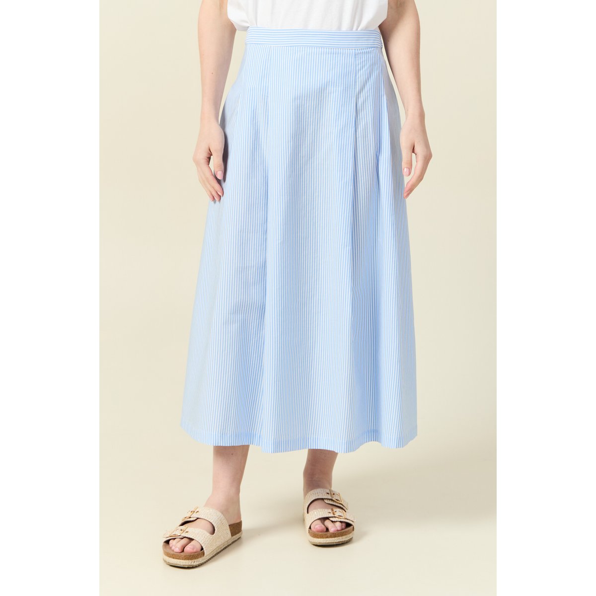 Jupe en coton taille standard bleu, BONOBO