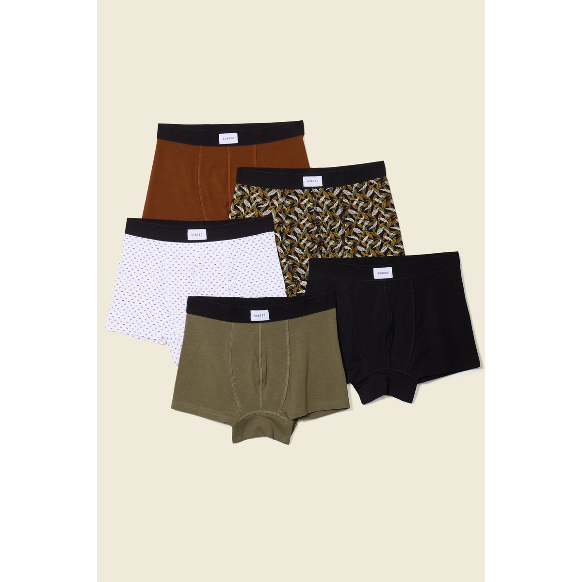 Lot 5 boxers noir, BONOBO