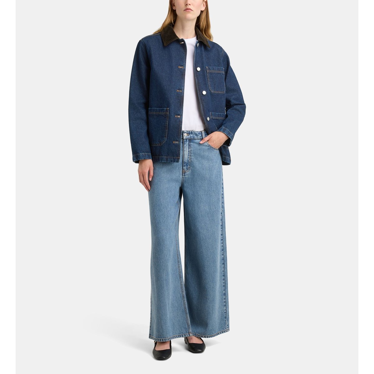 Veste droite balmoral denim coton bleu moyen, GALERIES LAFAYETTE