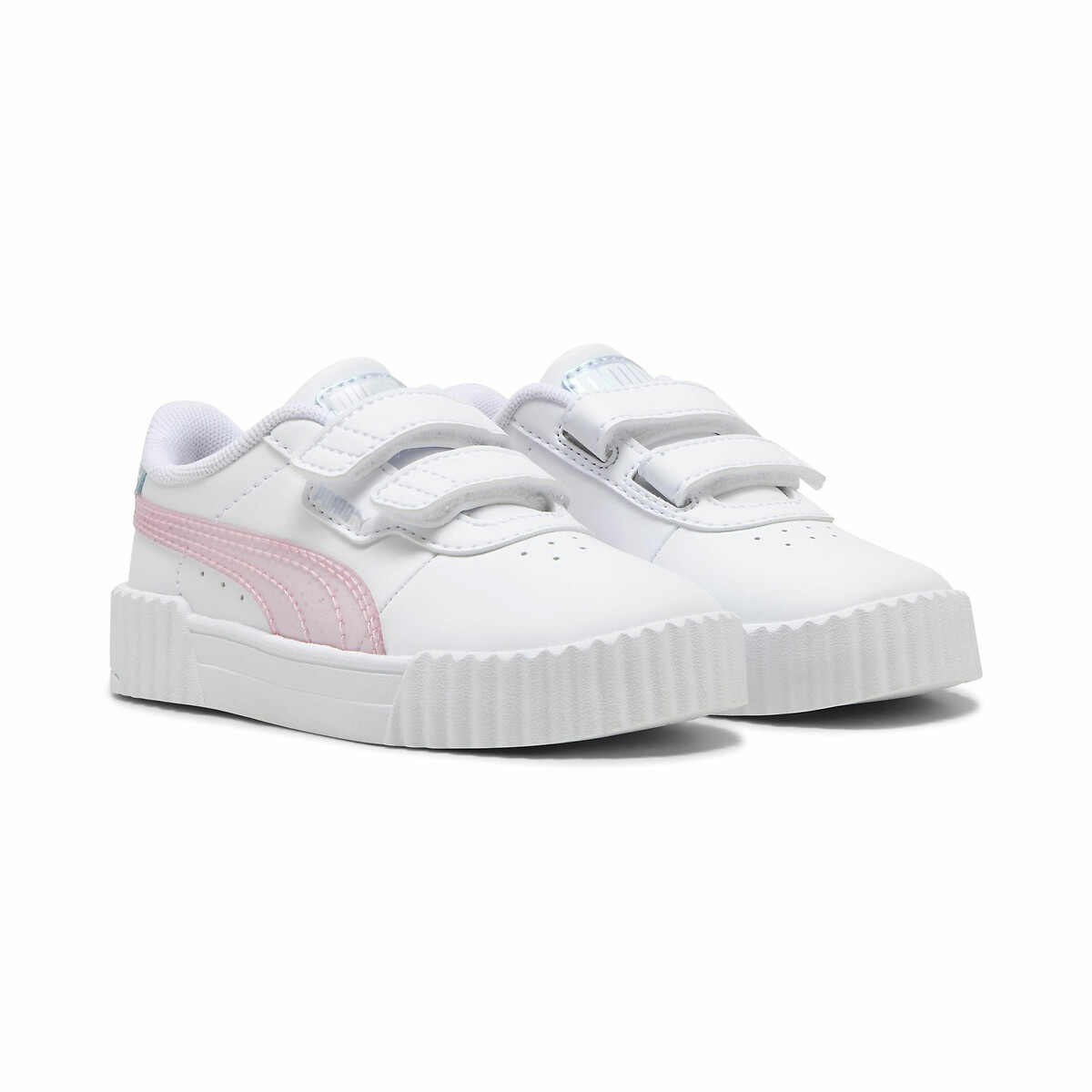 Kids Carina 3.0 Blurry Dreams Trainers in Leather white/pink, PUMA
