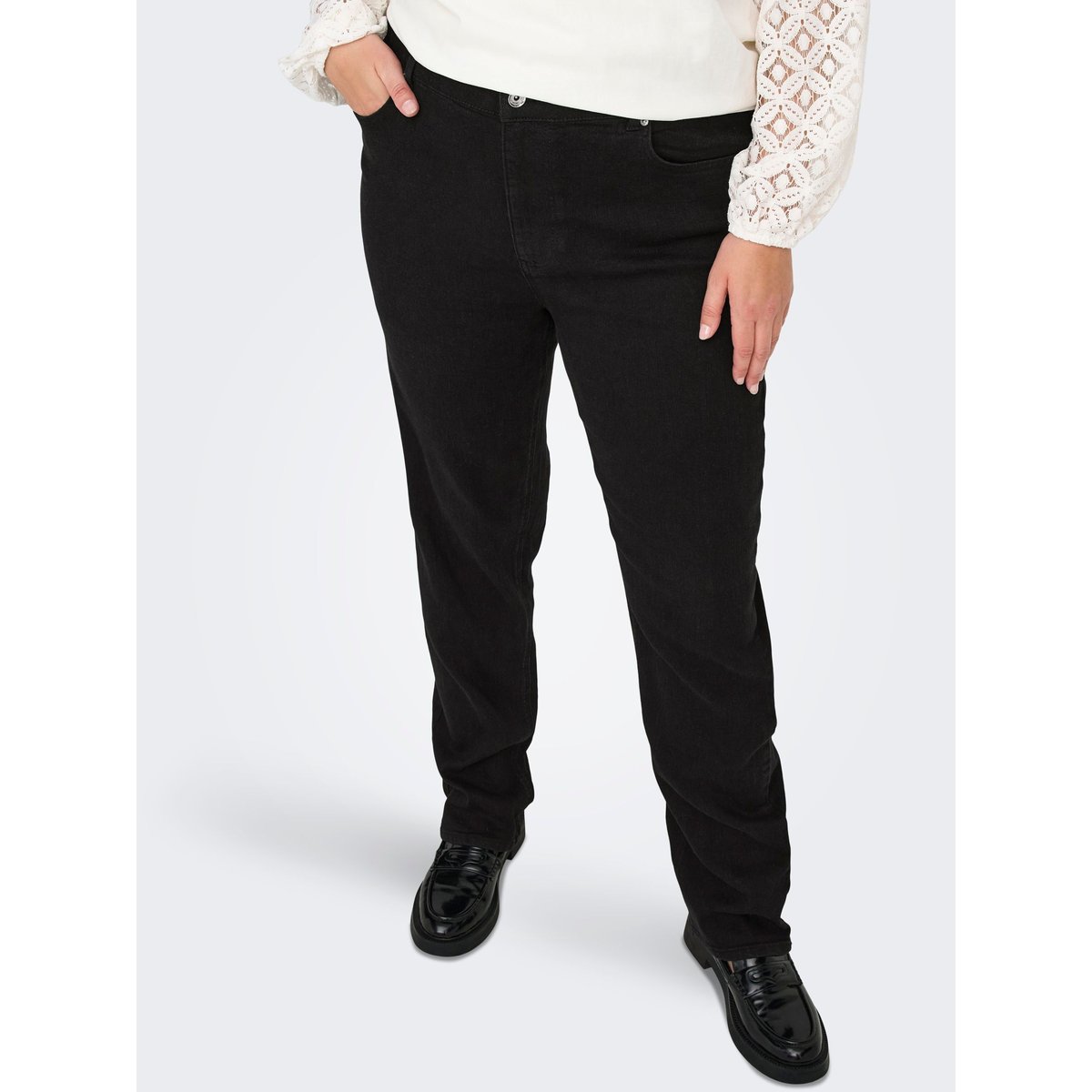 Jean Coupe Droite black denim, ONLY CARMAKOMA